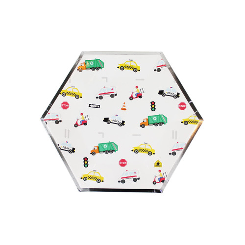 Merrilulu Transportation Disposable Plates, 12 ct | Car Party Plates | City Transportation Paper Plates