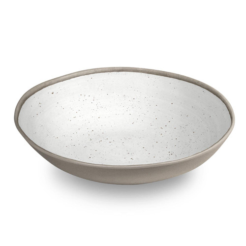 TarHong Retreat Pottery White Bamboo Serve Bowl, 12" Diameter by 3" Tall, 142-Ounce, Proprietary Merge Material Mix (Bamboo Powder & Melamine), Shatterproof, Indoor/Outdoor