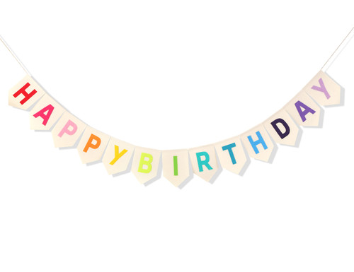 Rainbow Happy Birthday Bunting Banner - Happy Birthday Pastel Colors, Personalized Birthday Banner, 1st Birthday Rainbow Decorations,Photo Prop,Best Birthday Party Supplies (Birthday Bunting Banner)