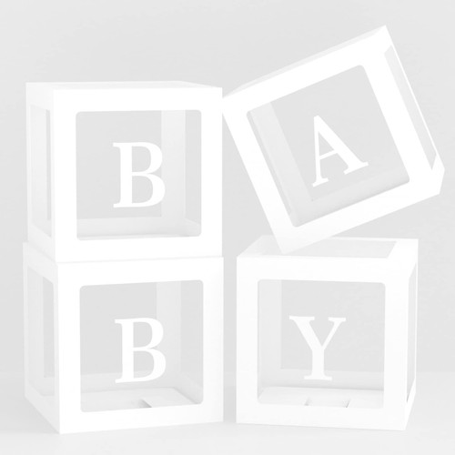 4 PCS Baby Boxes with Letters for Baby Shower Clear Baby Shower Block Boxes Transparent Balloon Boxes for Baby Shower Baby Birthday Gender Reveal Decorations(White) 4 PCS Baby Boxes with Letters for Baby Shower Clear Baby Shower Block Boxes Transparent Balloon Boxes for Baby Shower Baby Birthday Gender Reveal Decorations(White)