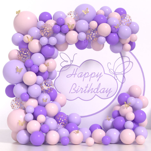 AJOYEGG Pink and Purple Balloon Garland Arch Kit Pastel Pink Purple Matte Purple and Rose Gold Confetti Balloons Butterfly Stickers for Birthday Party Wedding Bridal Baby Shower Encanto Decorations AJOYEGG Pink and Purple Balloon Garland Arch Kit Pastel Pink Purple Matte Purple and Rose Gold Confetti Balloons Butterfly Stickers for Birthday Party Wedding Bridal Baby Shower Encanto Decorations
