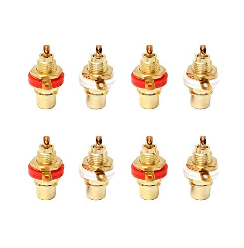 Summer-Home 8Pcs Gold Plated Female RCA Phono Panel Mount Chassis Socket Plug Jack Connector