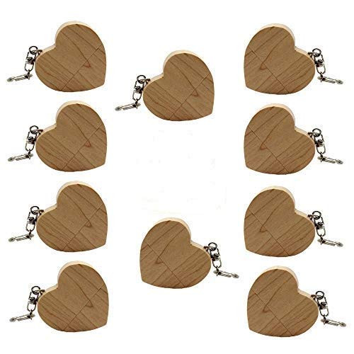 5PCS/10PCS Heart-Shaped Wood 2.0/3.0 USB Flash Drive USB Disk Memory Stick with Wooden (2.0/8GB, Maple-10PCS)