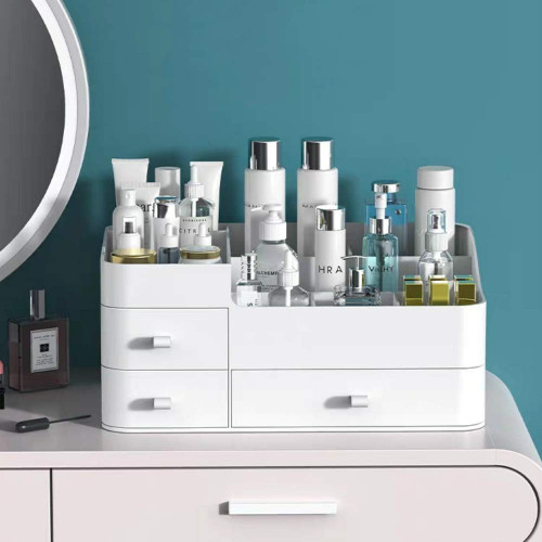 MIUOPUR Makeup Organizer for Vanity, Large Capacity Desk Organizer with Drawers for Cosmetics, Lipsticks, Jewelry, Nail Care, Skincare, Ideal for Bedroom and Bathroom Countertops - Large White MIUOPUR Makeup Organizer for Vanity, Large Capacity Desk Organizer with Drawers for Cosmetics, Lipsticks, Jewelry, Nail Care, Skincare, Ideal for Bedroom and Bathroom Countertops - Large White