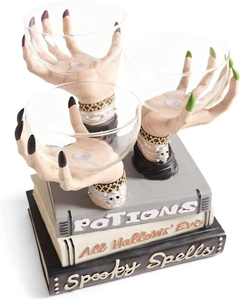 Halloween Witch Hands Snack Bowl Stand,Candle Jar Display Stands,Creative Snack Basket Resin Witch Hands Statue Desktop Fruit Tray Ornament for Home Party Decoration