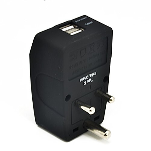 Ceptics GP4-10 2 USB India Travel Adapter 4 in 1 Power Plug (Type D) - Universal Socket
