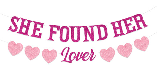 She Found Her Lover Banner Hot Pink Glitter for Bachelorette Party Decorations Bridal Shower Engagement Wedding Supplies