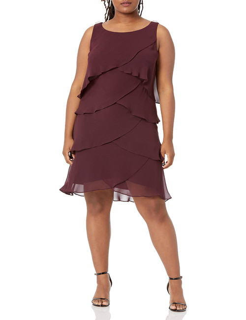 S.L. Fashions Women's Size Multi-Tier Dress, Fig, 18 Plus