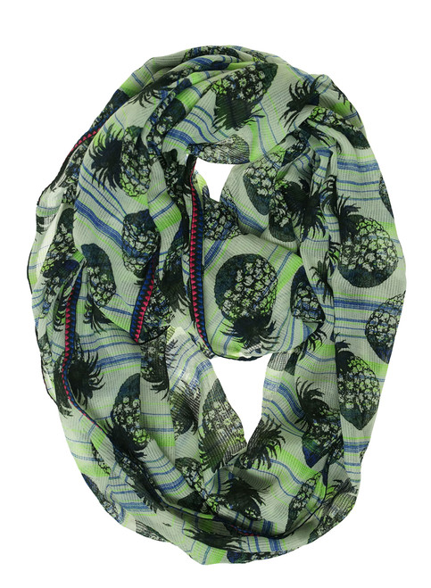 Steve Madden Pineapple with Stripe Infinity Scarf Navy Multi