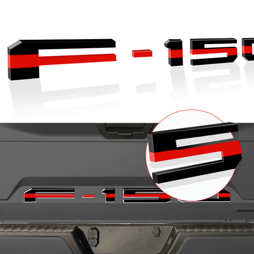 Tailgate Insert Letters Compatible for F15O 2021 2022 2023 3M Adhesive & 3D Raised Tailgate Decal Letters(Red Black)