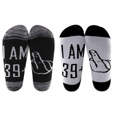 LEVLO 40th 50th 60th Birthday Gift for Women or Men Funny Birthday Socks Best Friend Gift Birthday Gift for Him or Her (2 Pairs/Set-Ankle-40th-2)