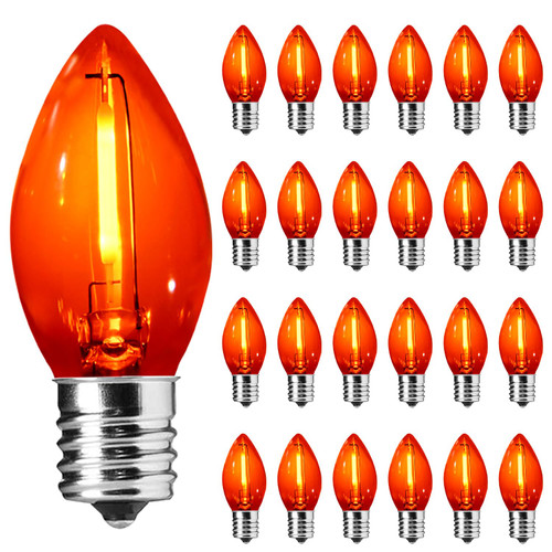 SOTOPOO Orange E12 LED Bulb, 25 Pack C7 Orange Light Bulbs, C7 LED Replacement Bulbs for Christmas Halloween Indoor Outdoor String Lights, C7/E12 Candelabra Bulb, 0.6Watt SOTOPOO Orange E12 LED Bulb, 25 Pack C7 Orange Light Bulbs, C7 LED Replacement Bulbs for Christmas Halloween Indoor Outdoor String Lights, C7/E12 Candelabra Bulb, 0.6Watt