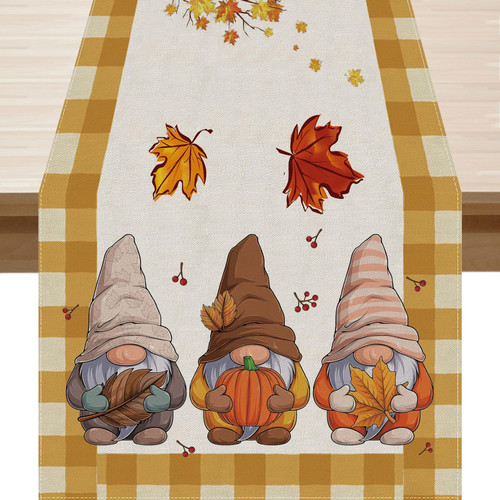 BOTB LIHM Gnome Maple Leaf Fall Table Runner Buffalo Plaid Autumn Table Decoration 13x72 Inches Long Burlap for Home Kitchen Dining Dinner Indoor Outdoor Party Farmhouse Decor BOTB LIHM Gnome Maple Leaf Fall Table Runner Buffalo Plaid Autumn Table Decoration 13x72 Inches Long Burlap for Home Kitchen Dining Dinner Indoor Outdoor Party Farmhouse Decor