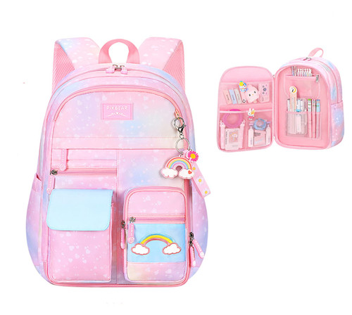 Girls Backpack,Youngsing Backpacks for Girls,Kids Backpack with Compartments Elementary School Bag For Girls,Cute Student School Bag,School Backpack for Girls (Pink)