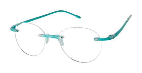 Scojo New York Gels Round Reading Glasses, Ultra-Lightweight Rimless Readers for Women and Men (Aqua, 1.75)