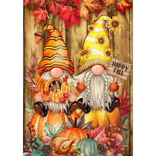 JFYHAB Pumpkin Diamond Art Painting Kits for Adults - Fall Gnome Full Drill Diamond Dots Paintings for Beginners, Round 5D Paint with Diamonds Pictures Gem Art Painting Kits DIY Adult Crafts 12x16
