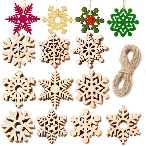 QUACOWW 50 Pieces Christmas Wooden Snowflake Ornaments Unfinished DIY Wood Snowflake Cutouts Christmas Tree Hanging Ornaments with Strings for DIY Christmas Decorations Crafts (2 Inch) QUACOWW 50 Pieces Christmas Wooden Snowflake Ornaments Unfinished DIY Wood Snowflake Cutouts Christmas Tree Hanging Ornaments with Strings for DIY Christmas Decorations Crafts (2 Inch)