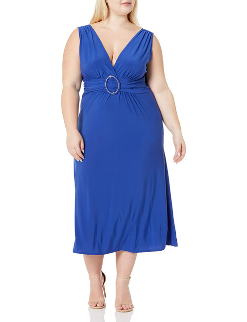 Star Vixen Women's Plus-Size Sleeveless O-Ring Maxidress, Royal Solid, 2X