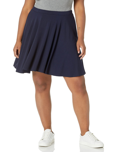 Star Vixen Women's Plus-Size Short Stretch Ponte Full Circle Skater Skirt, Navy, 1X
