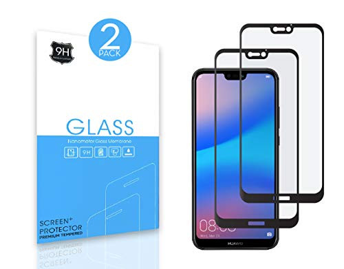 Huawei P20 Lite Screen Protector [2 Pack] [Full Screen]. Tempered Glass Screen Protector for Huawei P20 lite [Scratch-Resistant] [No-Bubble] [High Responsive] 
