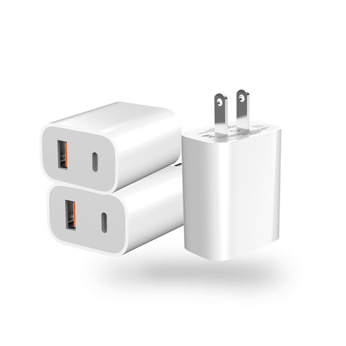 USB C Charger Block, for Watch Charger, 3 Pack OULEKIE 20W Dual Port Type c Wall Charger Fast Charging Block Cube Brick Adapter Compatible for New Watch Series 8 7 6 se, iPhone 13 14 Pro