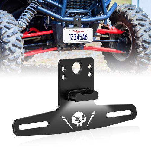Esploratori UTV License Plate Holder with Light Universal ATV License Plate Frame for ATV RV Truck Boat Motorcycle Snowmobile Trailer Compatible with SXS Maverick X3 Polaris RZR Ranger Sportsman