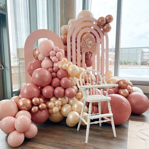Dusty Rose Pink Balloon Garland Double Stuffed Blush Pink Balloon Pearl Peach Balloons Rose Gold Metallic Balloon Arch Kit For Wedding Bridal Shower Baby Shower Birthday Boho Party Decorations
