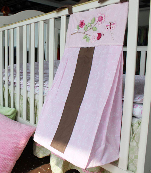 CribMATE Nursery Diaper Stacker for Baby Girl Pink Floral Ladybug Butterfly Diaper Stacker