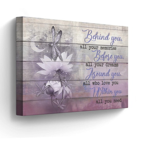 Purple Dragonfly Canvas Wall Art Inspirational Quotes Pictures Purple Wall Decor Dragonfly Lotus Rustic Painting for Bedroom Bathroom Living Room Prints Artwork Framed 16"x24"