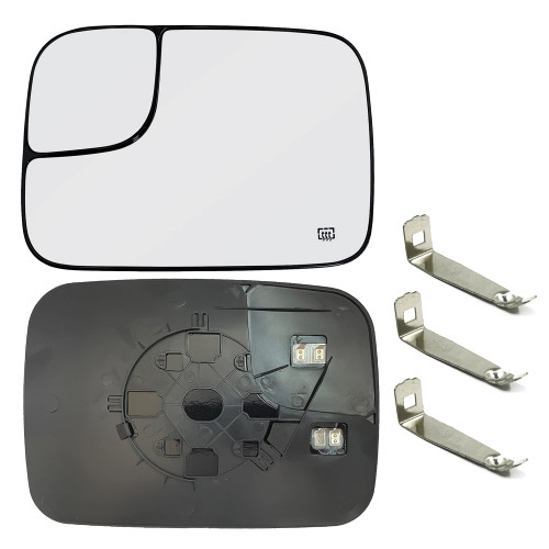 5161011AA Left Side Heated Mirror Glass Compatible with 2005-2008 Dodge Ram 1500 2500 3500 Driver Power Heated Convex Mirror Glass with Blind Spot Mirror and Rear Holder