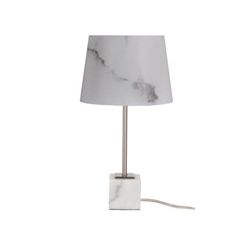 SIMPLEE ADESSO Base Grey Marble Shade Table Lamp, White
