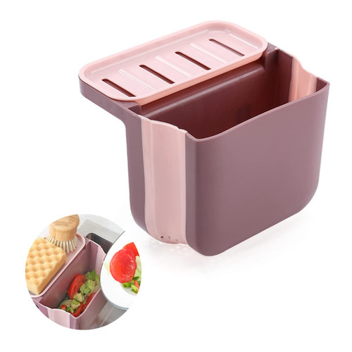 RUILOGOD Kitchen Sink Drain Basket, Retractable Sink Food Catcher Multifunction Sink Strainer Basket, Foldable Corner Sink Strainer for Filter Kitchen Waste and Wash Vegetables Fruits (Pink)