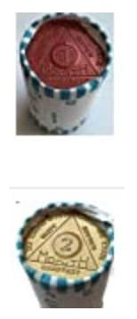 wendells Bulk Lot of 50 Aluminum 1 Month and 2 Month AA Medallions Alcoholics Anonymous Chips, Red