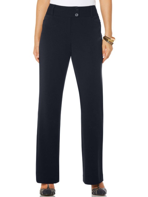 Rafaella Women's Curvy Fit Gabardine Bootcut Stretch Dress Pants, 30 inch Inseam, with Pockets (Size 4-16), 12, Navy