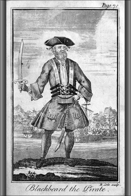 History Galore 24"x36" Gallery Poster, Blackbeard the Pirate 1724