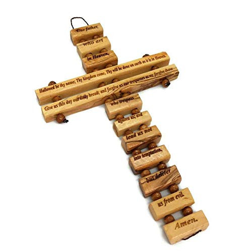 Our Father Wall Cross Olive Wood Made in Holy Land Jerusalem Bethlehem Blessed Our Father Wall Cross Olive Wood Made in Holy Land Jerusalem Bethlehem Blessed