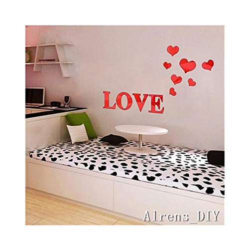 Alrens_DIY(TM) 11pcs Love Letter Hearts DIY Patterns TV Background Decor Mirror Surface Crystal Wall Stickers Acrylic 3D Home Decal Living Room Murals Wall Paper adesivo de parede (Red) Alrens_DIY(TM) 11pcs Love Letter Hearts DIY Patterns TV Background Decor Mirror Surface Crystal Wall Stickers Acrylic 3D Home Decal Living Room Murals Wall Paper adesivo de parede (Red)