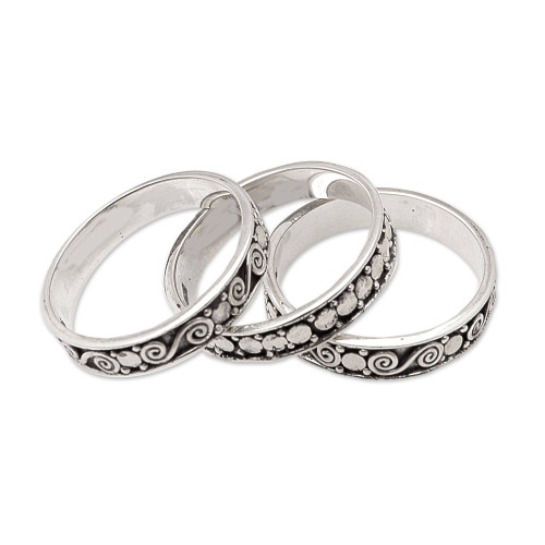 NOVICA .925 Sterling Silver Handmade Stacking Rings, Together' (Set of 3) NOVICA .925 Sterling Silver Handmade Stacking Rings, Together' (Set of 3)