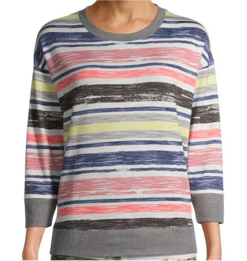 Multi Stripe Winter White Hacci Lounge Sleep Top - X-Large