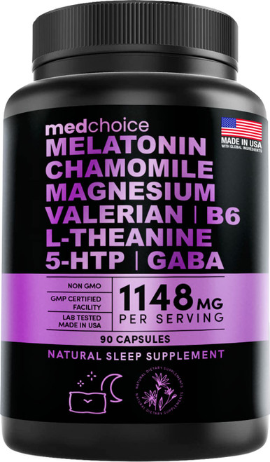 10-in-1 Melatonin Capsules - 6mg Melatonin Natural Sleep Aid with L Theanine, 5 HTP, GABA, Valerian Root, Chamomile, Vitamin B6, Magnesium for Sleep Support - Sleep Supplement (Pack of 1) 10-in-1 Melatonin Capsules - 6mg Melatonin Natural Sleep Aid with L Theanine, 5 HTP, GABA, Valerian Root, Chamomile, Vitamin B6, Magnesium for Sleep Support - Sleep Supplement (Pack of 1)