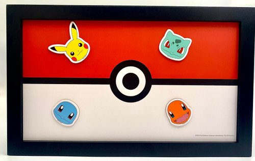 Silver Buffalo Pokemon 10 x16.5 inch Framed Magnetic Memo Bulletin Board Wall Sign with 4 Pokemon Magnets - Pikachu, Bulbasaur, Squirtle, Charmander