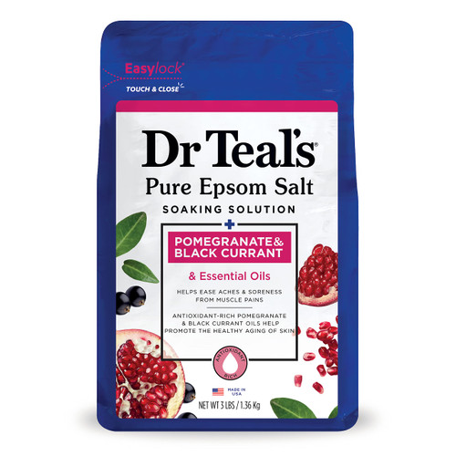 Dr Teal's Pure Epsom Salt, Pomegranate & Black Currant, 3 lbs (Packaging May Vary)