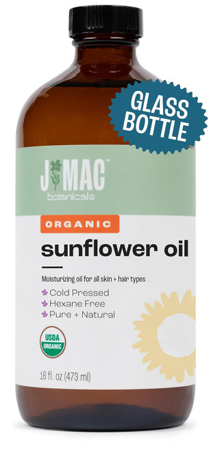 J MAC BOTANICALS Organic Sunflower Oil (16 oz GLASS bottle) USDA Organic Certified 100% Pure Carrier Oil, Moisturizing & Nourishing For Skin, Face, Hair, sunflower oil for skin, sunflower seed oil J MAC BOTANICALS Organic Sunflower Oil (16 oz GLASS bottle) USDA Organic Certified 100% Pure Carrier Oil, Moisturizing & Nourishing For Skin, Face, Hair, sunflower oil for skin, sunflower seed oil