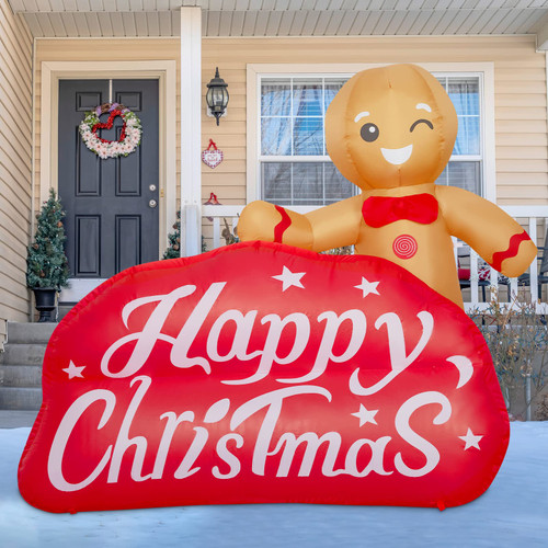 COMIN 6.2ft Christmas Inflatables Outdoor Decorations, Blow Up Gingerbread Man Inflatable with Built-in LEDs for Christmas Indoor Outdoor Yard Lawn Garden Decorations COMIN 6.2ft Christmas Inflatables Outdoor Decorations, Blow Up Gingerbread Man Inflatable with Built-in LEDs for Christmas Indoor Outdoor Yard Lawn Garden Decorations