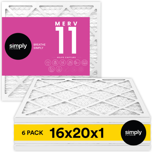 Simply by MervFilters 16x20x1 Air Filters, Merv 11, MPR 1000, AC Furnace Air Filter 6 Pack