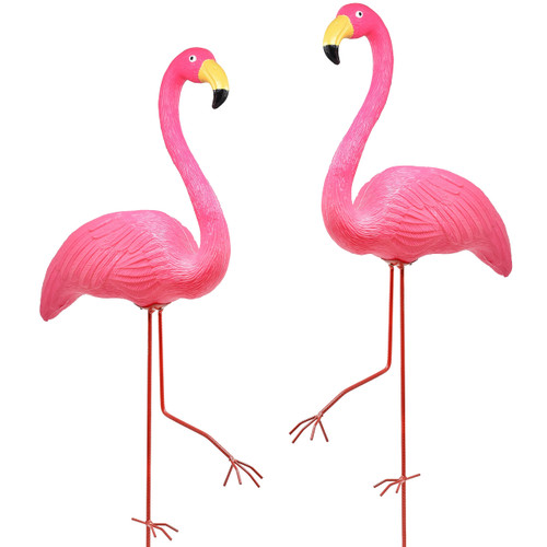 Pink Flamingo Yard Decorations Pack of 2 Flamingo Decor Ornaments for Outdoor Lawn and Garden