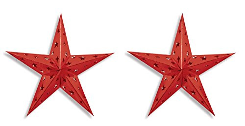 Beistle S57681RAZ2, 2 Piece Dimensional Foil Stars, 24" (Red)