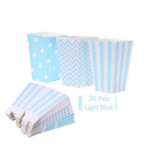 Light Blue Open-Top Popcorn Box Set Of 36 Popcorn Favor Boxes Cardboard Candy Container Parties Mini Paper Popcorn Containers for Birthday Bridal and Baby Shower Fiesta Dessert Tables Wedding Party Light Blue Open-Top Popcorn Box Set Of 36 Popcorn Favor Boxes Cardboard Candy Container Parties Mini Paper Popcorn Containers for Birthday Bridal and Baby Shower Fiesta Dessert Tables Wedding Party