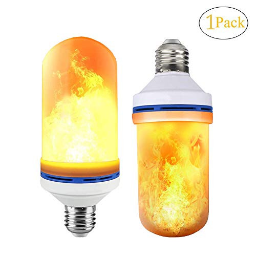 LED Flame Effect Fire Light Bulb Outside E26 Flickering Flame Bulbs with Gravity Upside Down 4 Lighting Modes Flicker Lamp Flaming Christmas Lights Party Home Bar Decoration (1 Pack)