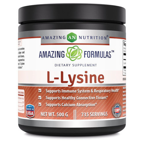 Amazing Formulas L-Lysine Amino Acid Vitamin Supplement (Non-GMO, Gluten Free) - Immune Support, Respiratory Health & More (Powder, 500 Grams) Amazing Formulas L-Lysine Amino Acid Vitamin Supplement (Non-GMO, Gluten Free) - Immune Support, Respiratory Health & More (Powder, 500 Grams)